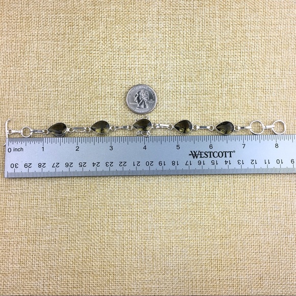 New Sim Smokey Quartz Crystal Silver Overlay Bracelet Toggles 7.5 , 8 - Picture 6 of 8